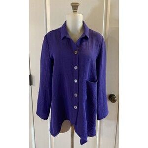 Habitat Clothes‎ to Live In Top Women Size S Purple Flowy Button Artsy Lagenlook
